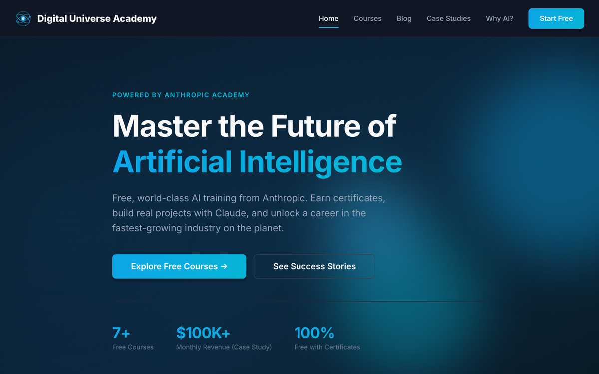 Screenshot of Digital Universe Academy